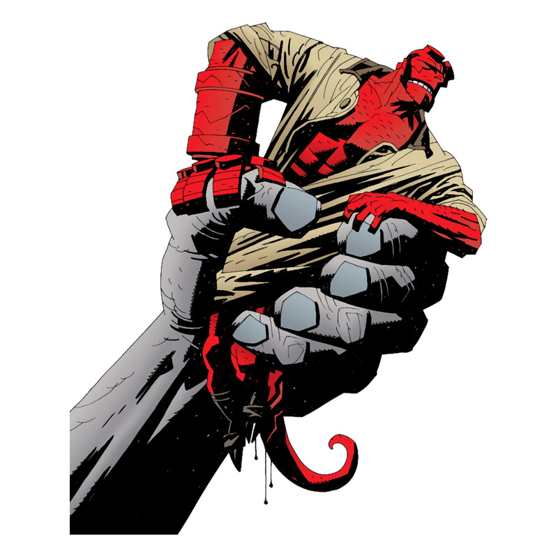 hellboy, trapped, hand, giant, red, dark horse, mike mignola, comic, hell, devil.png