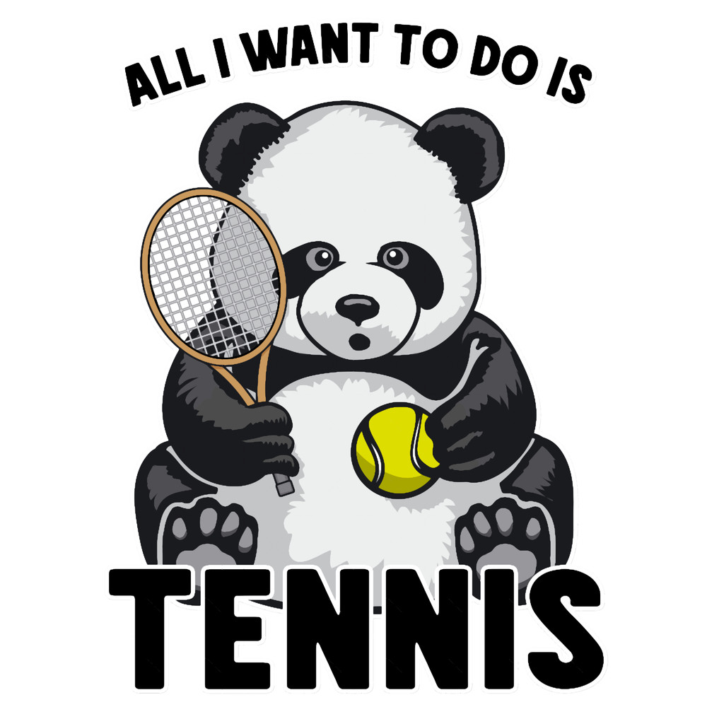 Panda Tennis All I Want To Do Is Cute Bear Player Fitted .png