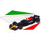 Sergio Perez 11 RedBull Formula One Race Car with Mexican Flag.png