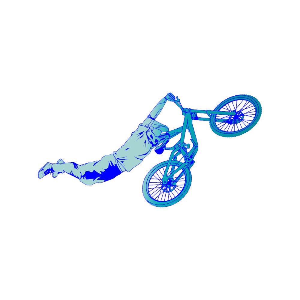 Flying Superman Bike Trick in Aqua Blue Calm Water .png