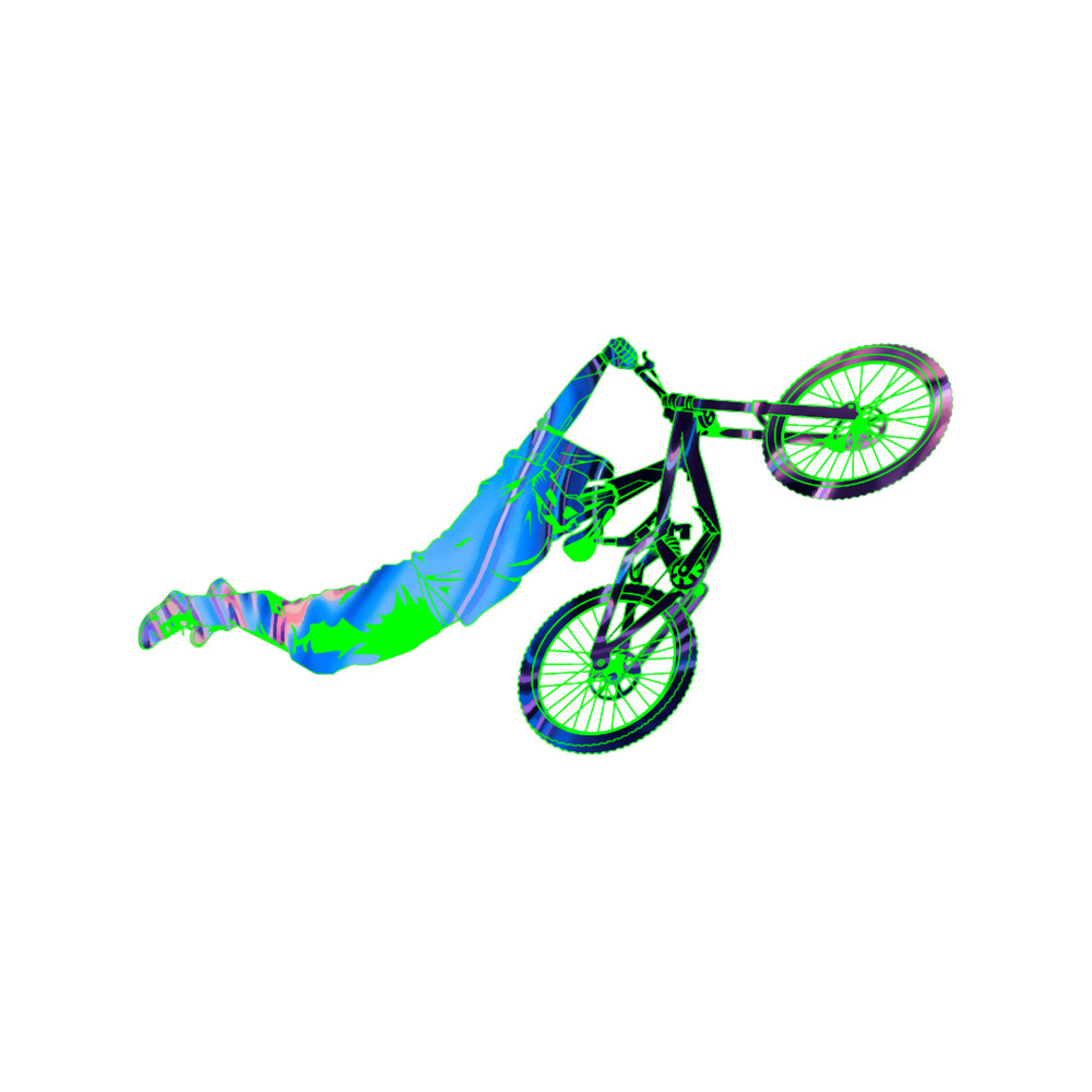 Flying Superman Bike Trick in Blue Acrylic Marble Design .png