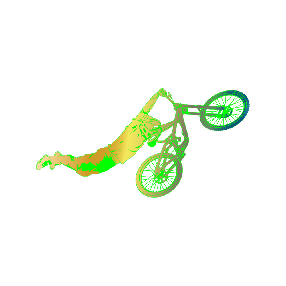 Flying Superman Bike Trick in Gold and Chrome .png