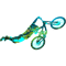Flying Superman Bike Trick in Green Hills Design .png