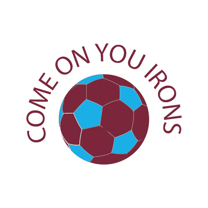 Come on you Irons with west ham colour football.png