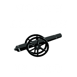 north london is red white text