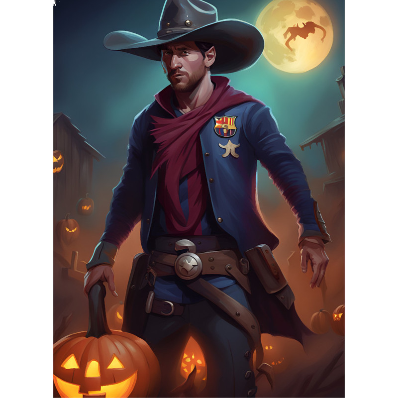 Halloween Lionel Messi FC Barcelona Abstract Cowboy .png