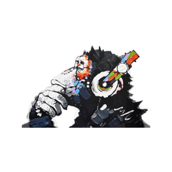 banksy funky monkey dj headphones graffiti street art