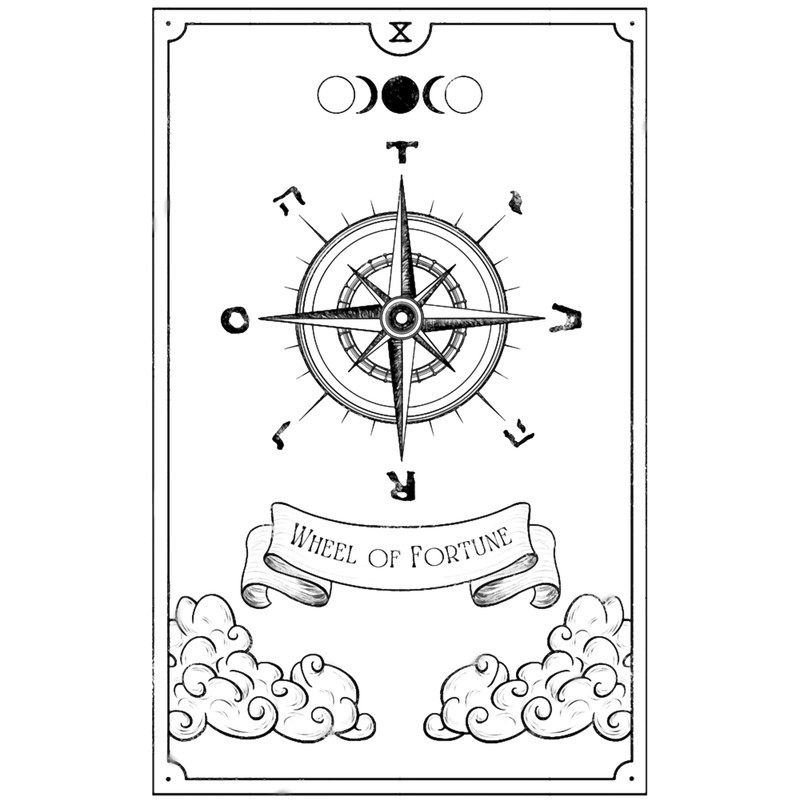 Nautical Tarot Card - Wheel of Fortune - Lines (Black).png