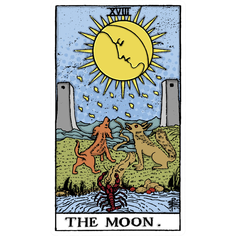 The Moon Tarot Card - Major Arcana - Fortune Telling - Occult - Colour.png