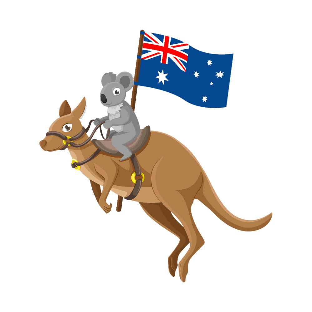 Koala riding kangaroo carrying australian flag.png