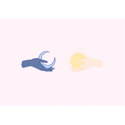 sun and moon in hands with background