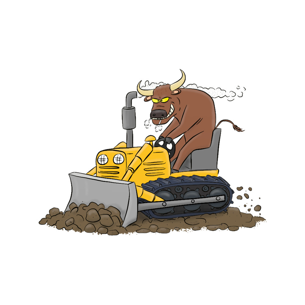 Funny bull driving bulldozer cartoon.png