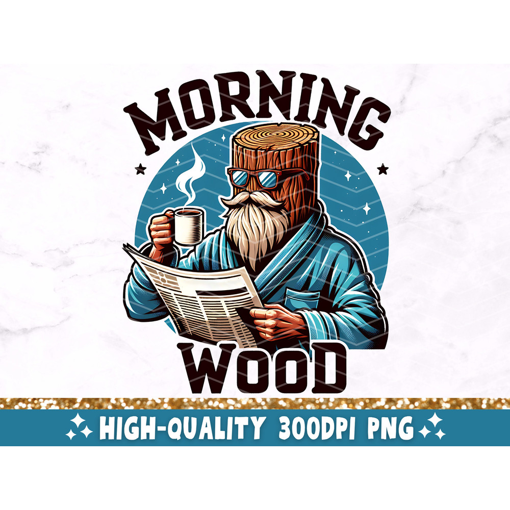 Morning Wood PNG, Funny Sublimation Design, Trendy Adult Humor Clipart, Snarky Funny Quote T-Shirt Mug Tote Retro Design For Men, Download 1.jpg
