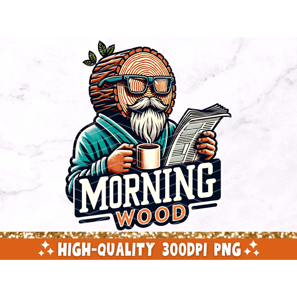 Morning Wood PNG, Funny Sublimation Design, Trendy Adult Humor Clipart, Snarky Funny Quote T-Shirt Mug Tote Retro Design For Men, Download.jpg