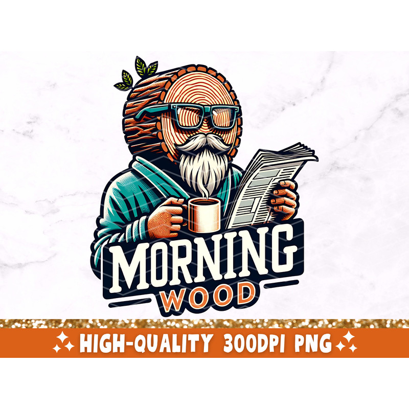 Morning Wood PNG, Funny Sublimation Design, Trendy Adult Humor Clipart, Snarky Funny Quote T-Shirt Mug Tote Retro Design For Men, Download.jpg