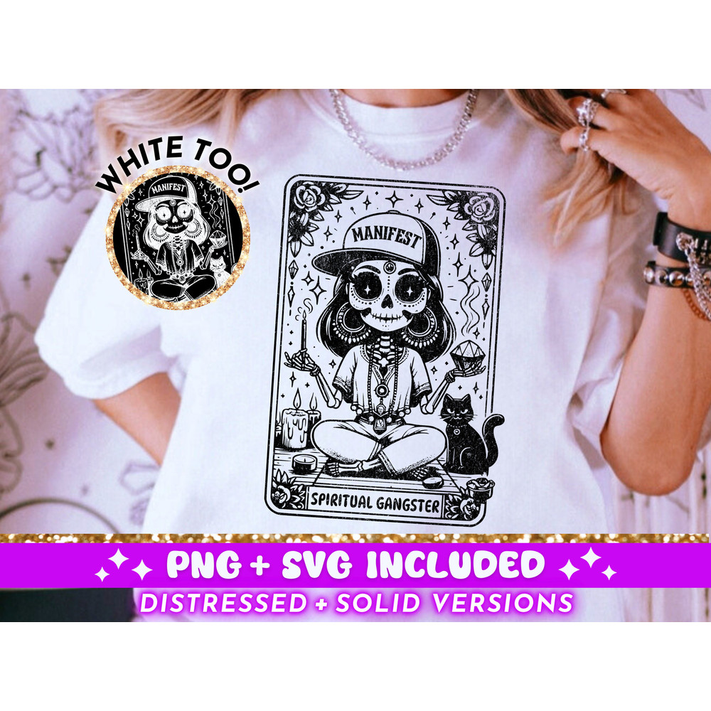 Spiritual Gangster Funny Tarot Card SVG PNG, Sarcastic Skeleton Sublimation Design, Witchy Vibes T-Shirt png SVG Cut File, Digital Download.jpg
