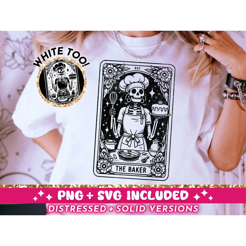 The Baker Funny Tarot Card SVG PNG, Skeleton Sublimation Design, Witchy Vibes Baking Cook T-Shirt Design SVG png File For Women, Download.jpg