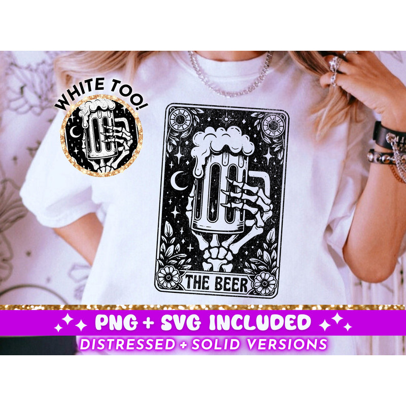 The Beer Tarot Card SVG PNG, Funny Skeleton Sublimation Design, Witchy Vibes Sarcastic Beer Lover Trendy SVG Cut File png, Digital Download.jpg