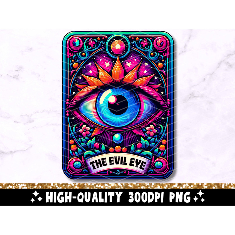The Evil Eye Tarot Card PNG Sublimation Design, Witchy Vibes Celestial Mati Cool Trendy T-Shirt Mug PNG File, Mal De Ojo Digital Download 1.jpg