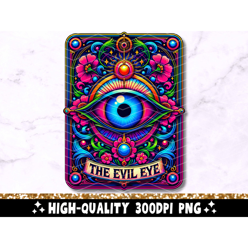 The Evil Eye Tarot Card PNG Sublimation Design, Witchy Vibes Celestial Mati Cool Trendy T-Shirt Mug PNG File, Mal De Ojo Digital Download.jpg