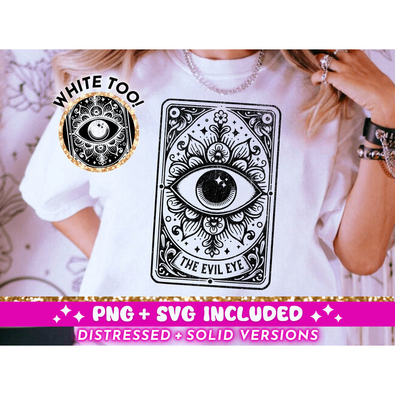 The Evil Eye Tarot Card SVG PNG, Witchy Evil Eye Sublimation Design, Mal De Ojo Tarot T-Shirt Design png SVG Cut File, Digital Download 1.jpg