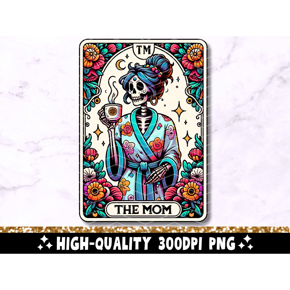 The Mom Funny Tarot Card PNG, Woman Skeleton Mother Sublimation Design, Witchy Vibes Skull Mama T-Shirt Mug PNG File, Digital Download 1.jpg