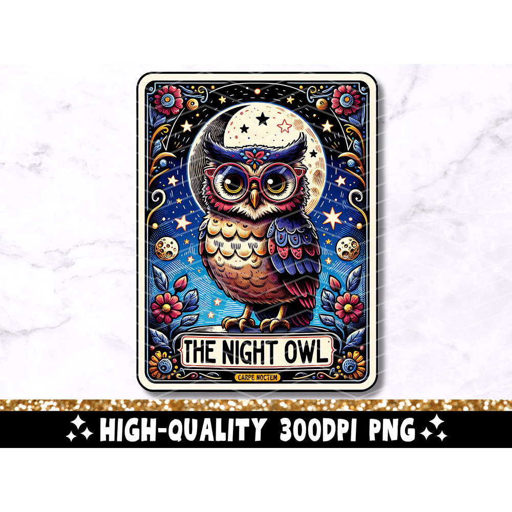 The Night Owl Tarot Card PNG, Funny Phrase Owl Sublimation Design, Witchy Gothic Trendy Owl Lover T-Shirt Mug PNG File, Digital Download 1.jpg