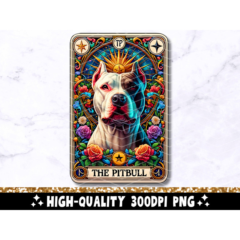 The Pitbull Tarot Card PNG, Pit Bull Sublimation Design, Witchy Vibes Dog Lover Pittie Cool Pitbull T-Shirt Mug PNG File, Digital Download.jpg