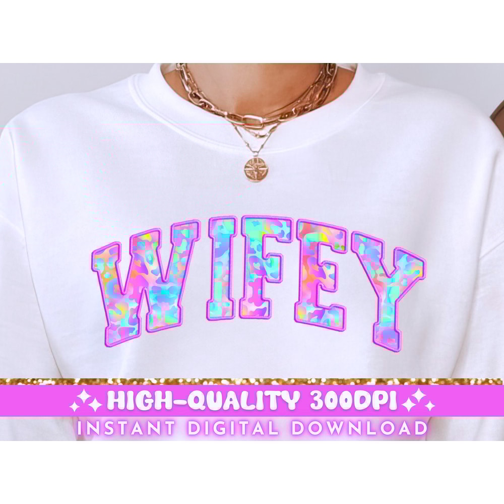 Wifey Embroidered PNG, Wifey Varsity PNG, Leopard Wife Sublimation Design, Trendy Wife PNG, Wife T-Shirt Tote Png, Newlywed Digital Download.jpg
