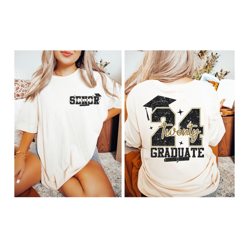 2024 Senior PNG, Glitter Graduation PNG, Sublimation Design, Digital Download Png, Class of 2024 png, High school Senior Shirt Design.jpg