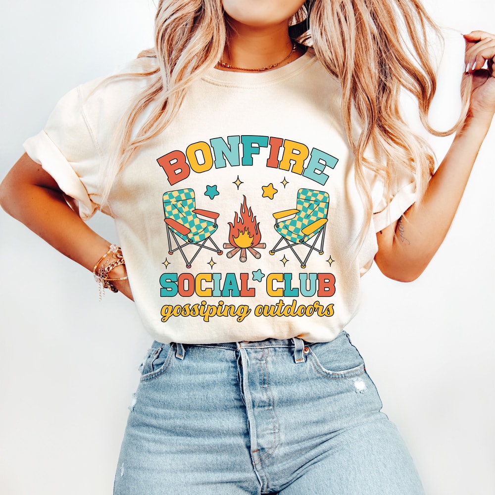 Bonfire Social Club PNG, Funny Camping Png, Retro Summer PNG, Sublimation Design, Digital Download, Outdoors, Camping Shirt Design, Campfire.jpg