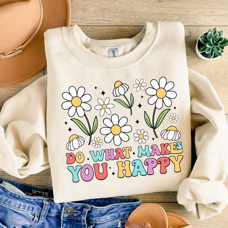 Do What Makes You Happy PNG, Bright Doodle, Floral Mama PNG, Sublimation Design, Digital Download Png, Daisy Flower Png, Mental Health Png.jpg