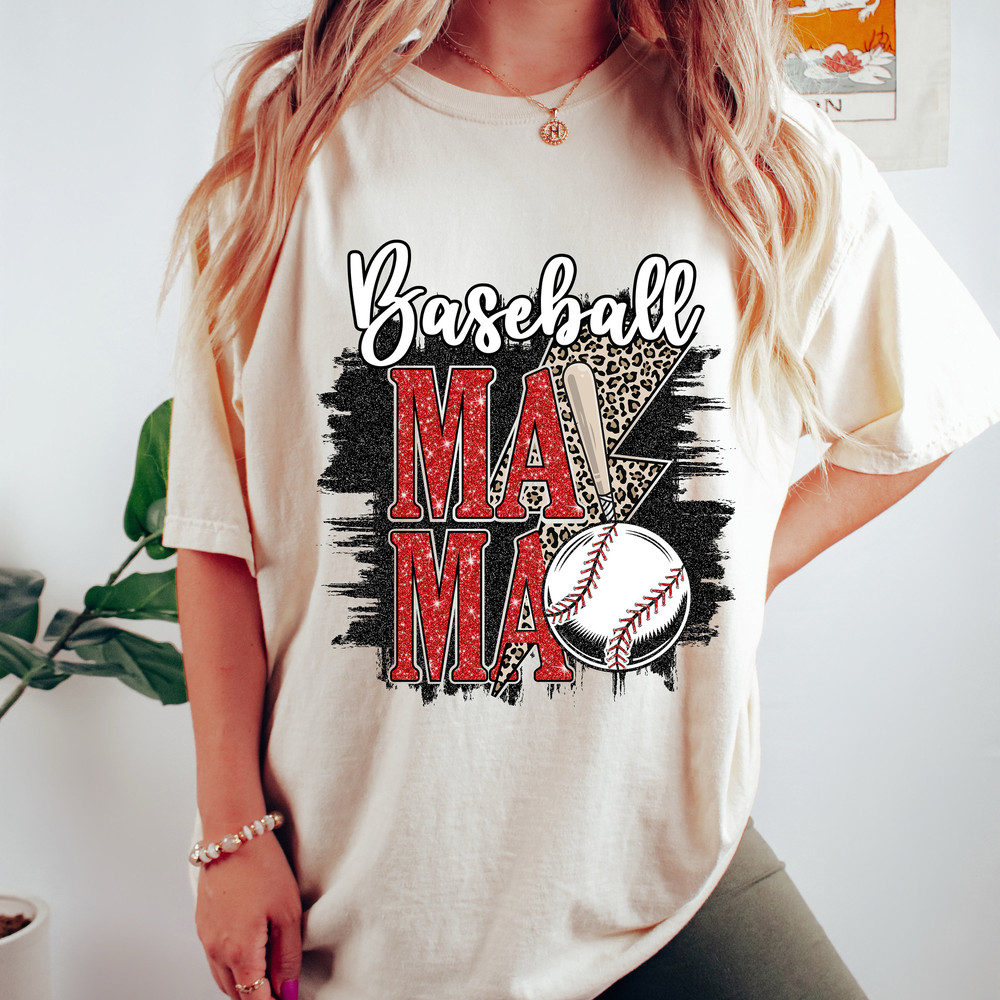 Retro Baseball Mama PNG, Glitter Baseball PNG, Sublimation Design, Digital Download Png, Sports PNG, Faux Sequin, Leopard Print.jpg