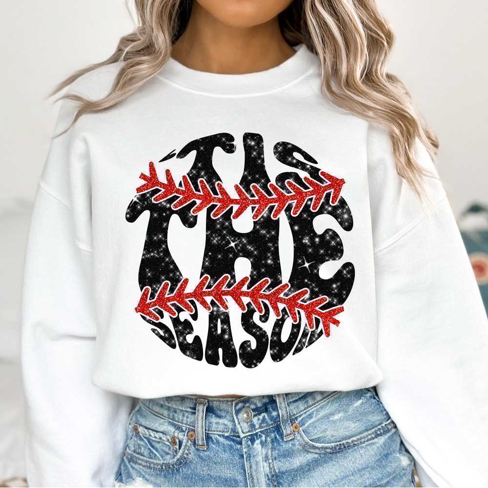 Tis The Season Baseball PNG, Glitter Baseball PNG, Sublimation Design, Digital Download Png, Sports PNG.jpg