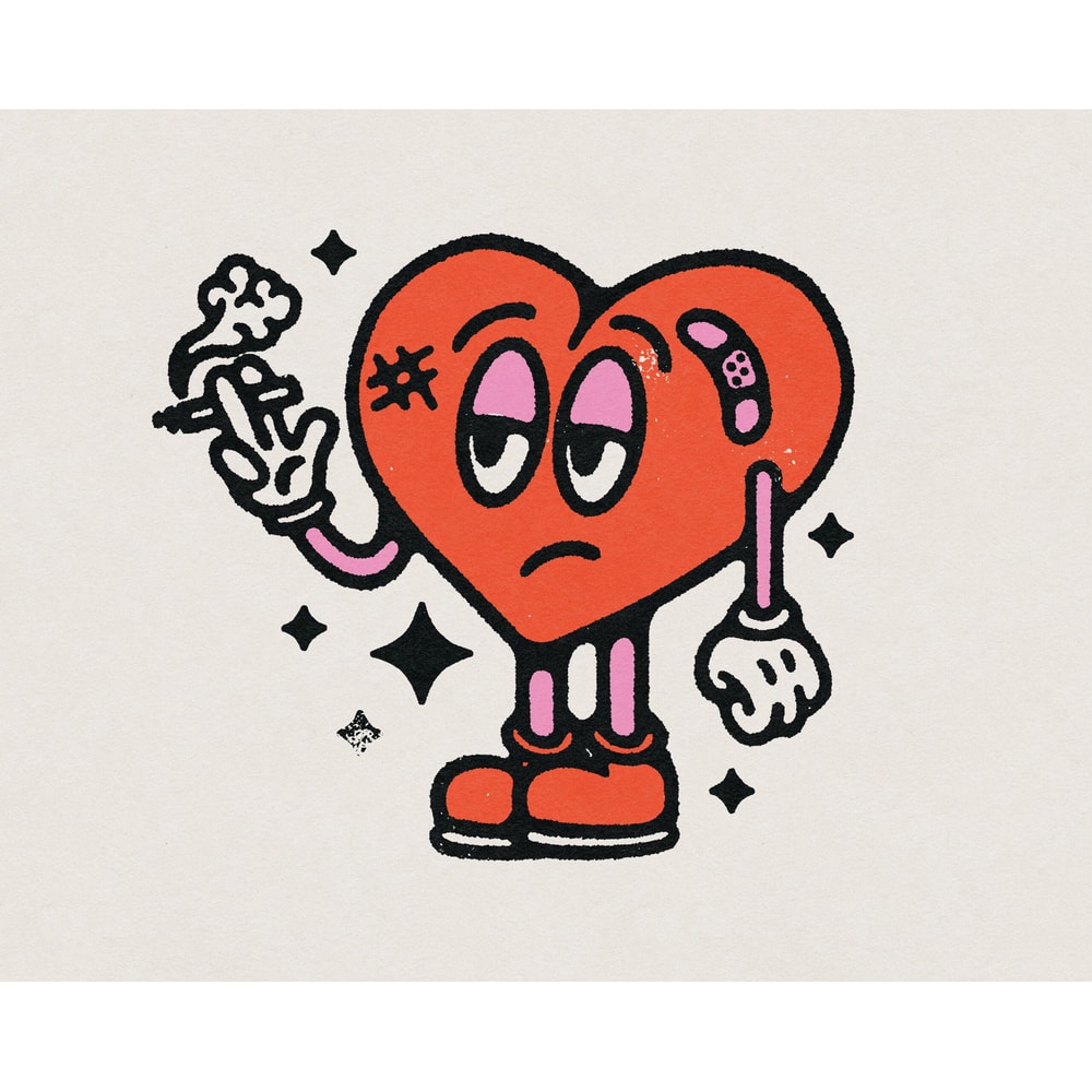Anti Valentine's Day Divorce Breakup Funny Retro Vintage Mascot Broken Heart Cartoon Character Transparent PNG Digital Download.jpg