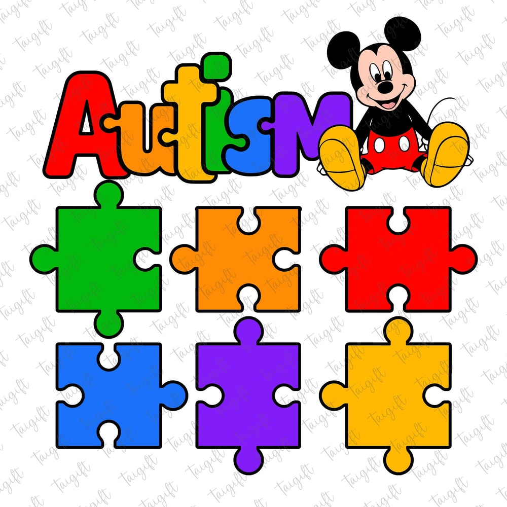 Mouse Autism Puzzle Piece Svg, Autism Awareness Svg, Mouse And Friends, Autism Acceptance, 2nd April Svg, Cartoon Autism Svg, Autism Support.jpg