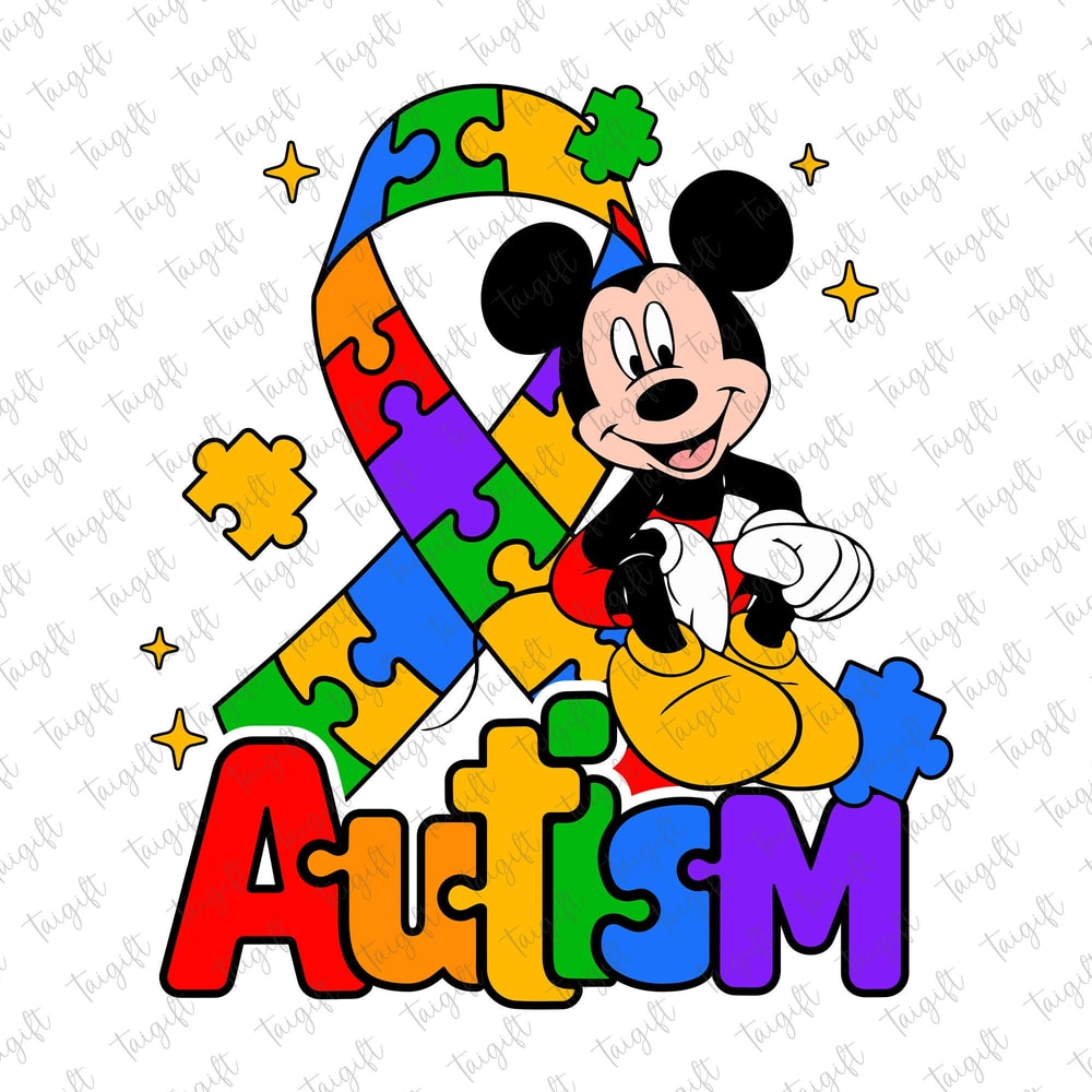 Mouse Autism Ribbon Puzzle Piece Svg, Autism Awareness Svg, Mouse And Friends, Autism Acceptance, 2nd April, Cartoon Autism, Autism Support.jpg