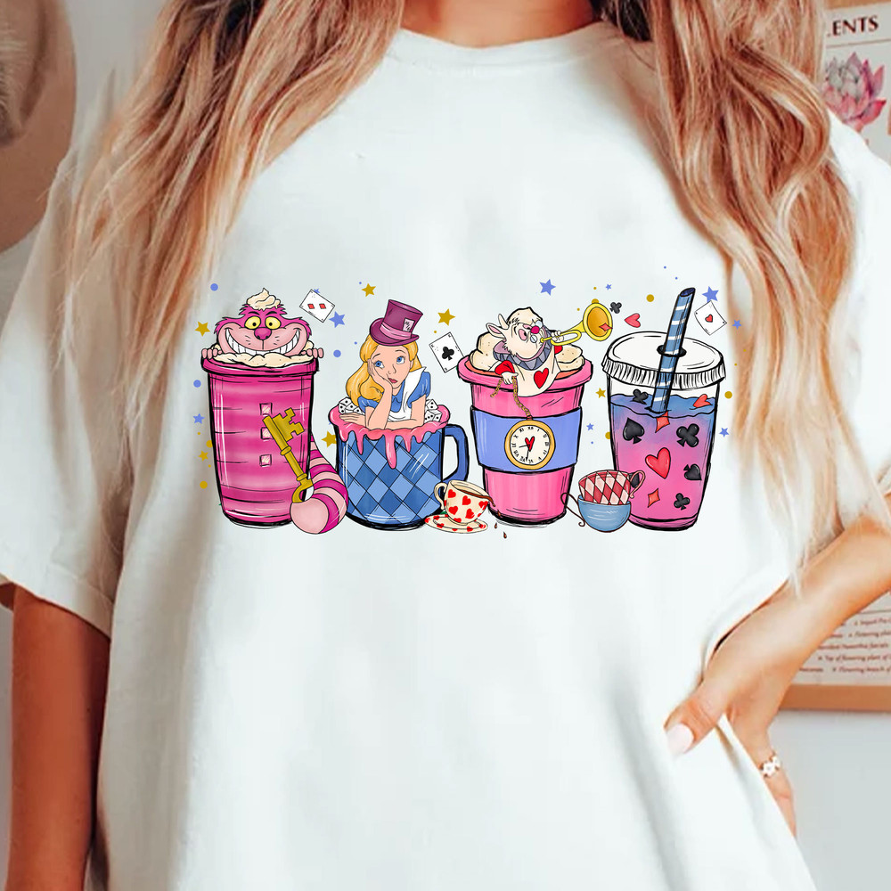 Alice In The Wonderland Coffee Png, Cartoon Character Coffee Png, Alice In The Wonderland Drink Png, Princess Coffee Cups Png Sublimation.jpg