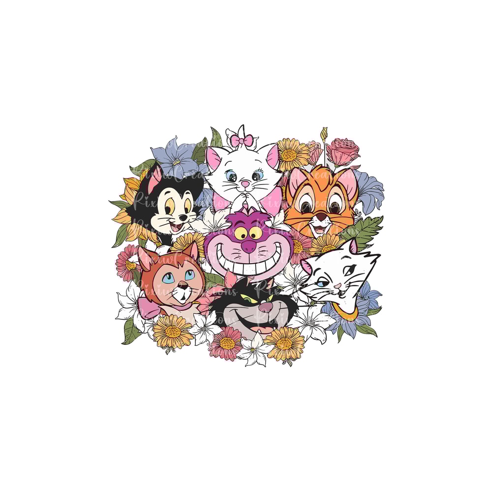 Floral Cats Png, Cats Png, Cats Clipart, Cat Lover Png, Flowers Png, Cat Shirt Png, Family Vacation Png, Only Png, Digital File.jpg