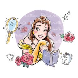 retro beauty and the beast png, belle png