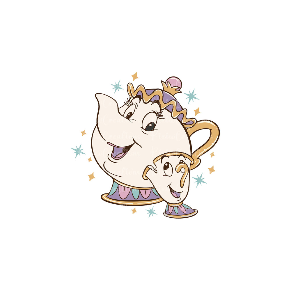 Retro Chip And Mrs. Potts Png, Chip And Mrs. Potts Shirt Png, Princess Png, Tea Pot and Cup Png, Mrs. Potts Png, Digital File, Only Png.jpg