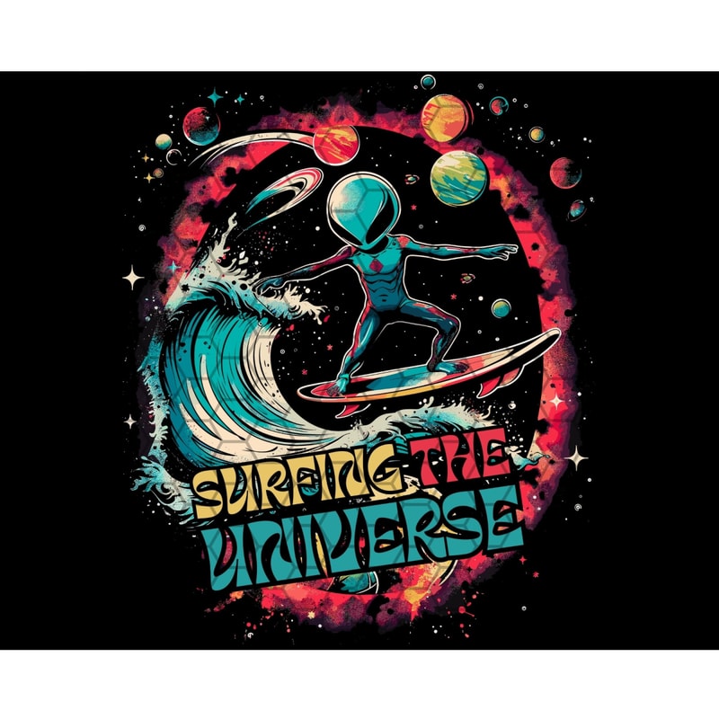 Alien PNG, Alien tshirt design, Surfing the Universe, Astronaut Png, Space Png, Digital File PNG, PNG High Quality 300DPI.jpg