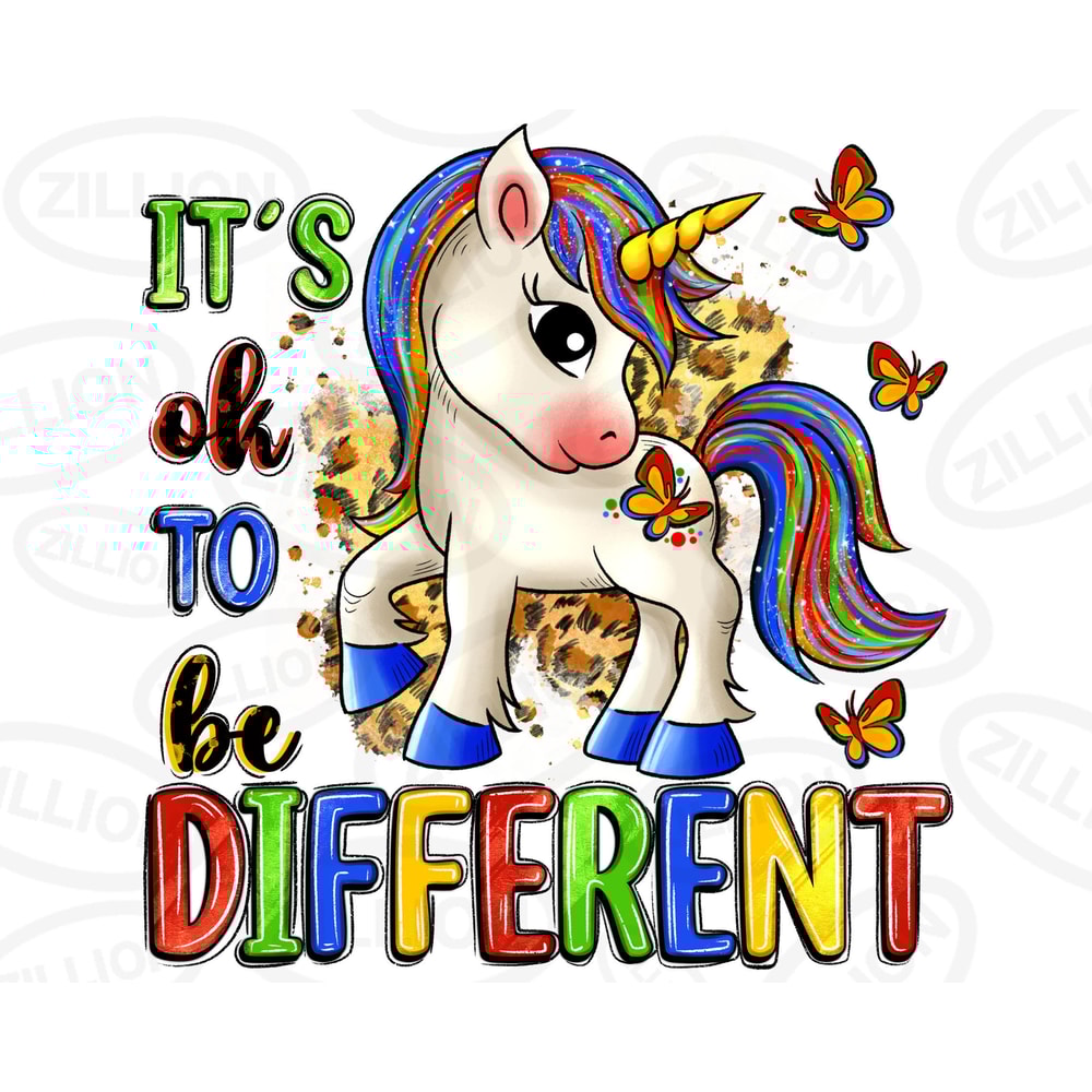 It's ok to be different png sublimation design download, Autism Awareness png, cute unicorn png, Autism png, sublimate designs download.jpg