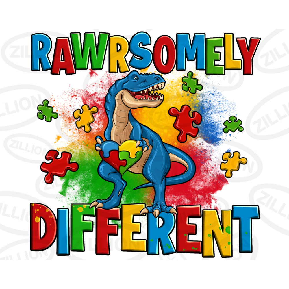 Rawrsomely different Autism T-rex png sublimation design download, Autism Awareness png, Autism png, Autism heart png, sublimate  download.jpg