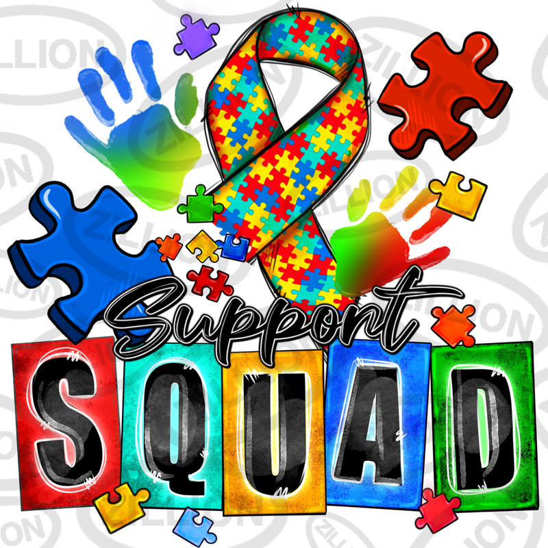 Support squad Autism png sublimation design download, Autism Awareness png, Autism ribbon png, Autism puzzle png, sublimate designs download.jpg