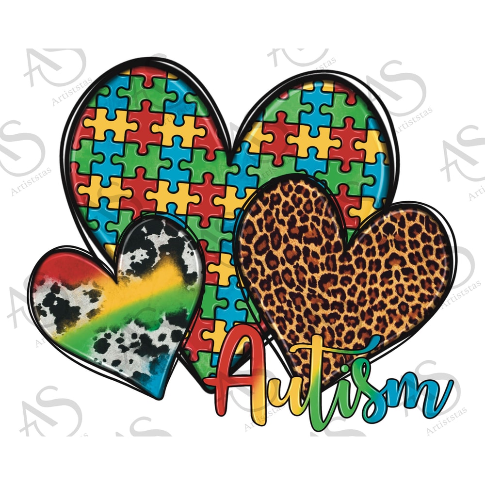 Autism Hearts Leopard Cowhide Png Sublimation Design, Autism Puzzle Heart Png, Autism Leopard Heart Png, Autism Cowhide Heart, Download.jpg