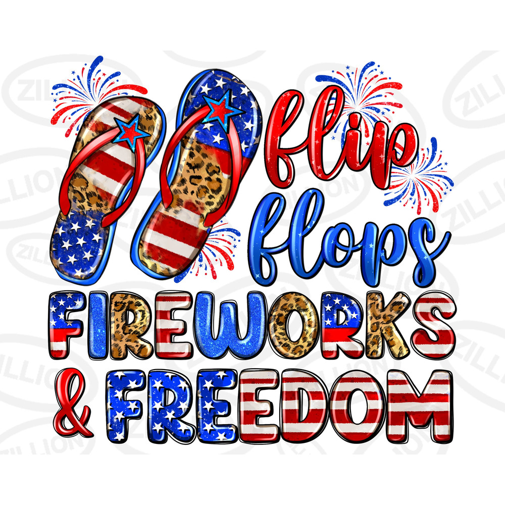 Flip flops fireworks and freedom png sublimation design download, Independence Day png, 4th of July png, USA flag png, sublimate download.jpg