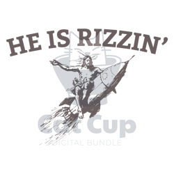 retro he is rizzin funny easter jesus on a rocket svg digital file