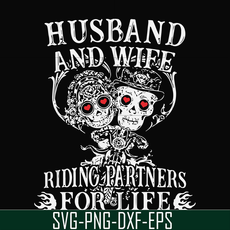 FN000523-Husband and wife riding partners for life svg, png, dxf, eps file FN000523.jpg
