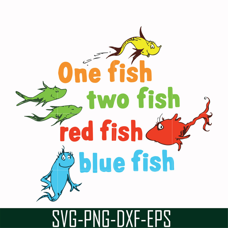 DR0002-One fish two fish red fish blue fish svg, png, dxf, eps file DR0002.jpg
